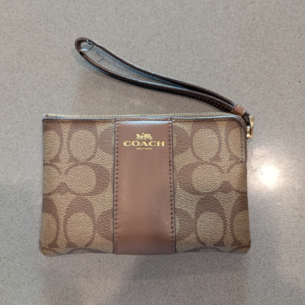 Coach Brown Wristlet